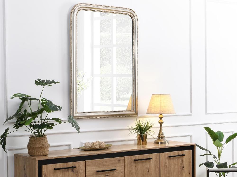 vente unique Miroir style vintage en bois de paulownia - L. 80 x H. 110 cm - Champagne - HELOISE