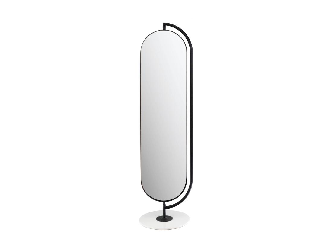 Vente Unique Miroir Sur Pied Avec Rangements Et Patères En Métal - L. 44 X H. 169 Cm - Noir - TOMONO