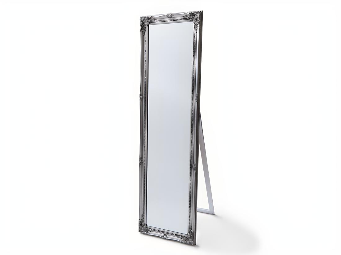 vente unique Miroir sur pied en bois d'eucalyptus avec moulures - L. 50 x H. 170 cm - Argenté - ELVIRE