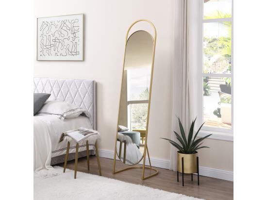 vente unique Miroir sur pied psyché en métal - L. 41 x H. 171 cm - Doré - ZINEB