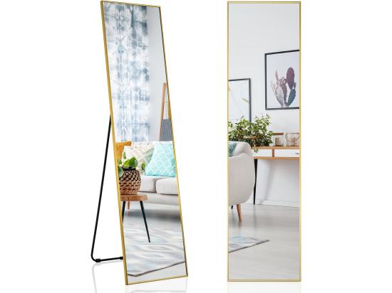vente unique Miroir sur pied rectangulaire-miroir mural 40 x 160 cm angle d'inclinaison réglable or