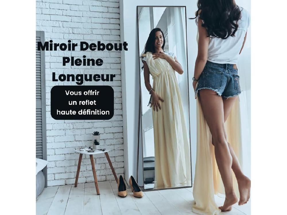 vente unique Miroir sur pied rectangulaire-miroir mural 40 x 60 cm angle d'inclinaison réglable noir