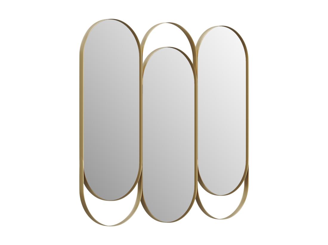 Vente Unique Miroir Triptyque Art Déco En Métal - L.76 X H. 69.5 Cm - Doré - JICHIMI