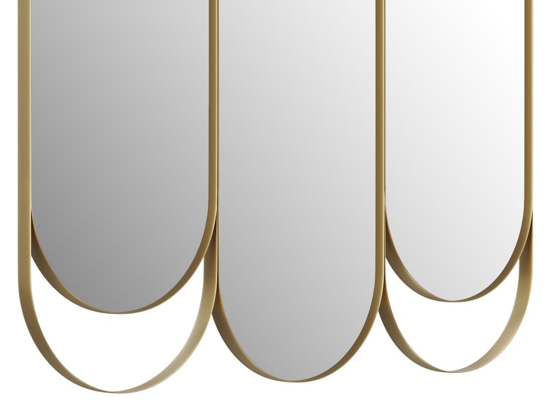 Vente Unique Miroir Triptyque Art Déco En Métal - L.76 X H. 69.5 Cm - Doré - JICHIMI