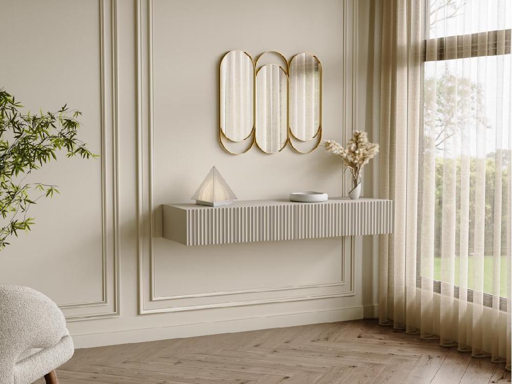 vente unique Miroir triptyque art déco en métal - L.76 x H. 69.5 cm - Doré - JICHIMI