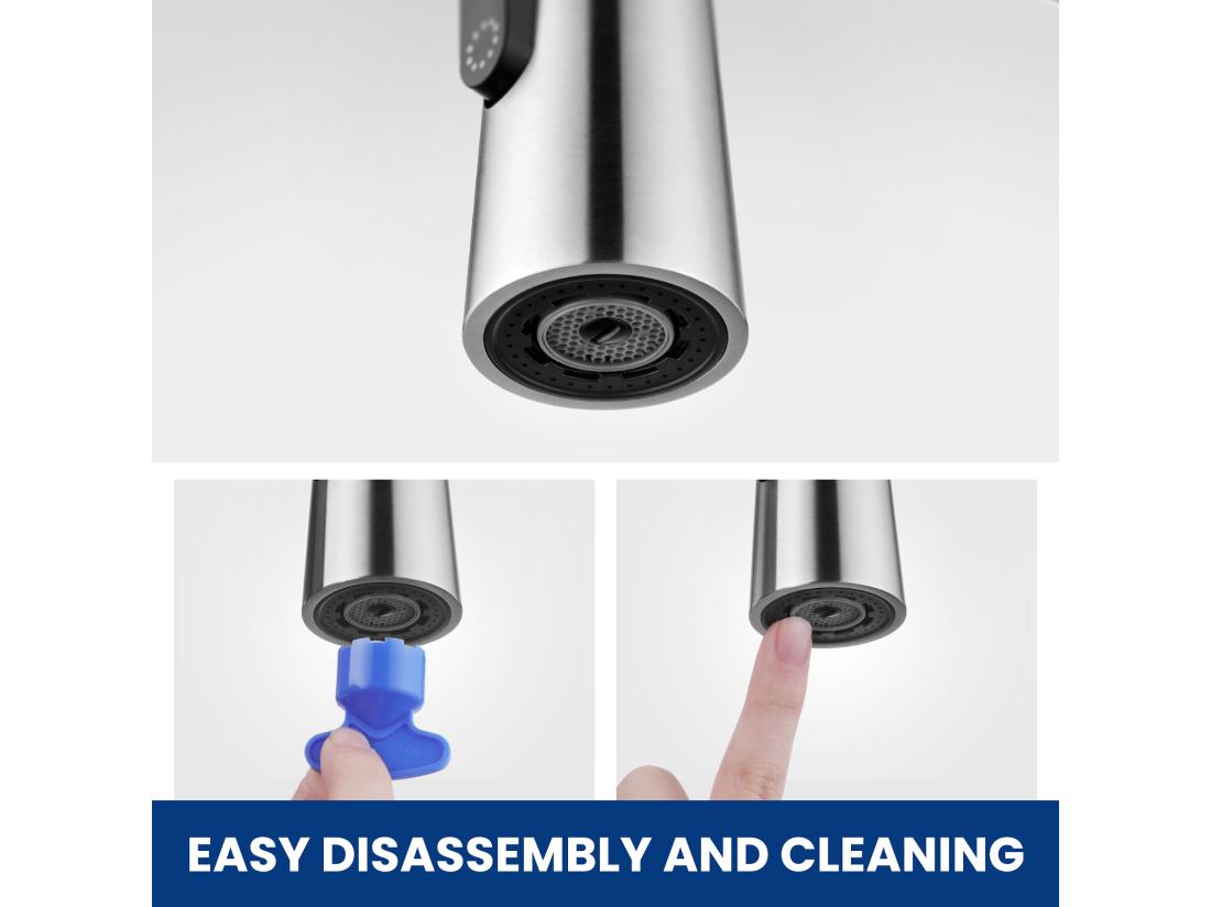 Vente Unique Mitigeur Cuisine à Ressort Cecipa Max Avec 3 Modes De Sortie D'eau - Mitigeur Avec Douchette Extractible Robinet Pivotant à 360° Brossé EU Modèle