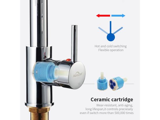 Vente Unique Mitigeur De Cuisine Chromé Douchette Extractible à Deux Jets Robinet Cuisine Bec Haut Flexible Robinet D'évier En Laitone Eau Froide/Chaude