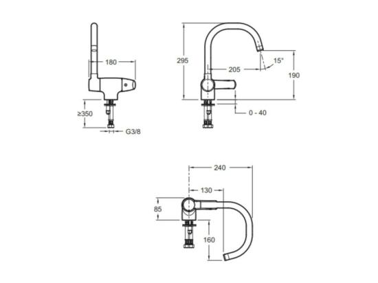 Vente Unique Mitigeur évier JACOB DELAFON Natéo Orientable & Rabattable