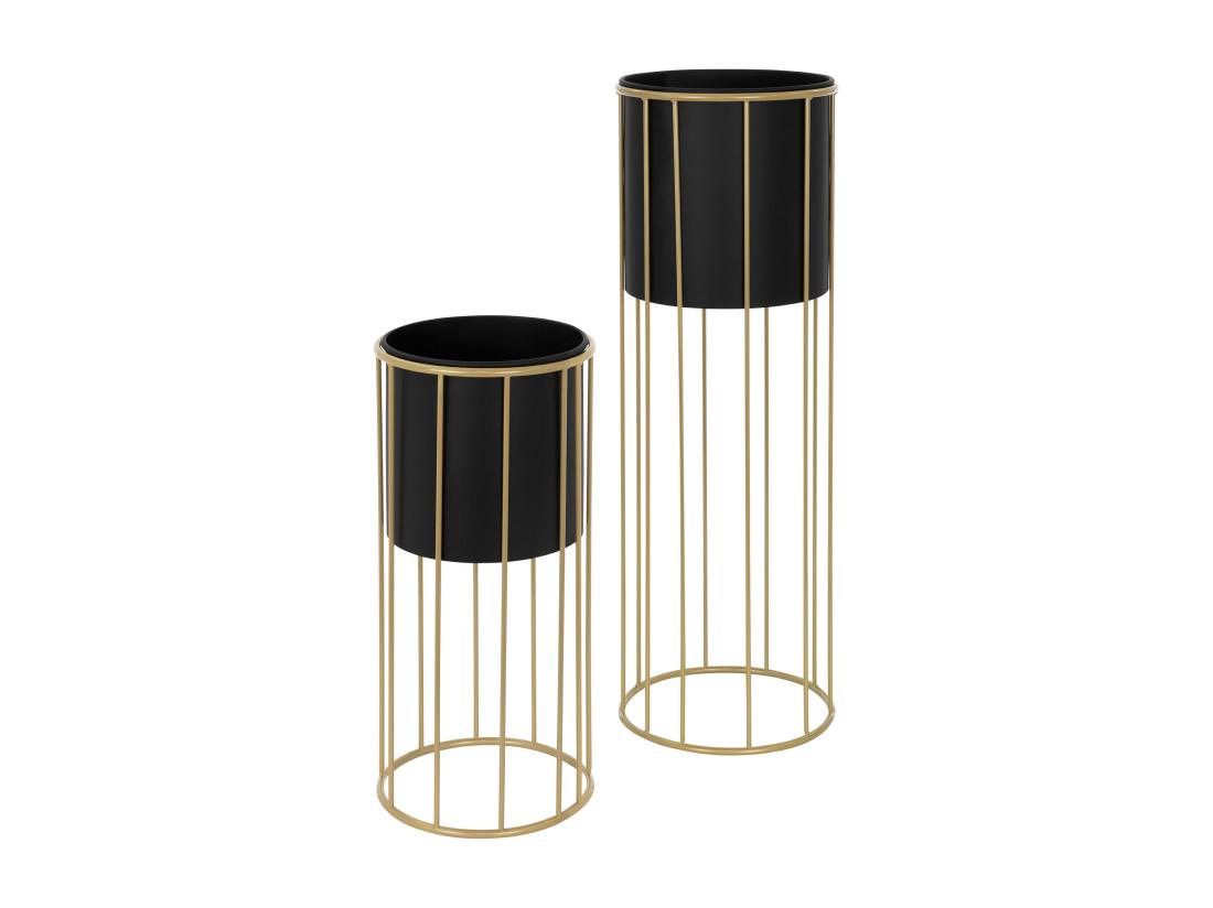Vente Unique ML-Design Support Pour Fleurs Set De 2 Noir-or 21x46 7/24x70 5 Cm Rond Acier Support Pour Pots De Fleurs Avec Cache-pot Support Pour Plantes En Métal Support Pour Pots De Fleurs 2 Pièces Pot De Plantes Deko Colonn