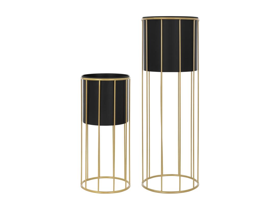 vente unique ML-Design Support pour fleurs set de 2 noir-or 21x46 7/24x70 5 cm rond acier support pour pots de fleurs avec cache-pot support pour plantes en métal support pour pots de fleurs 2 pièces pot de plantes Deko Colonn