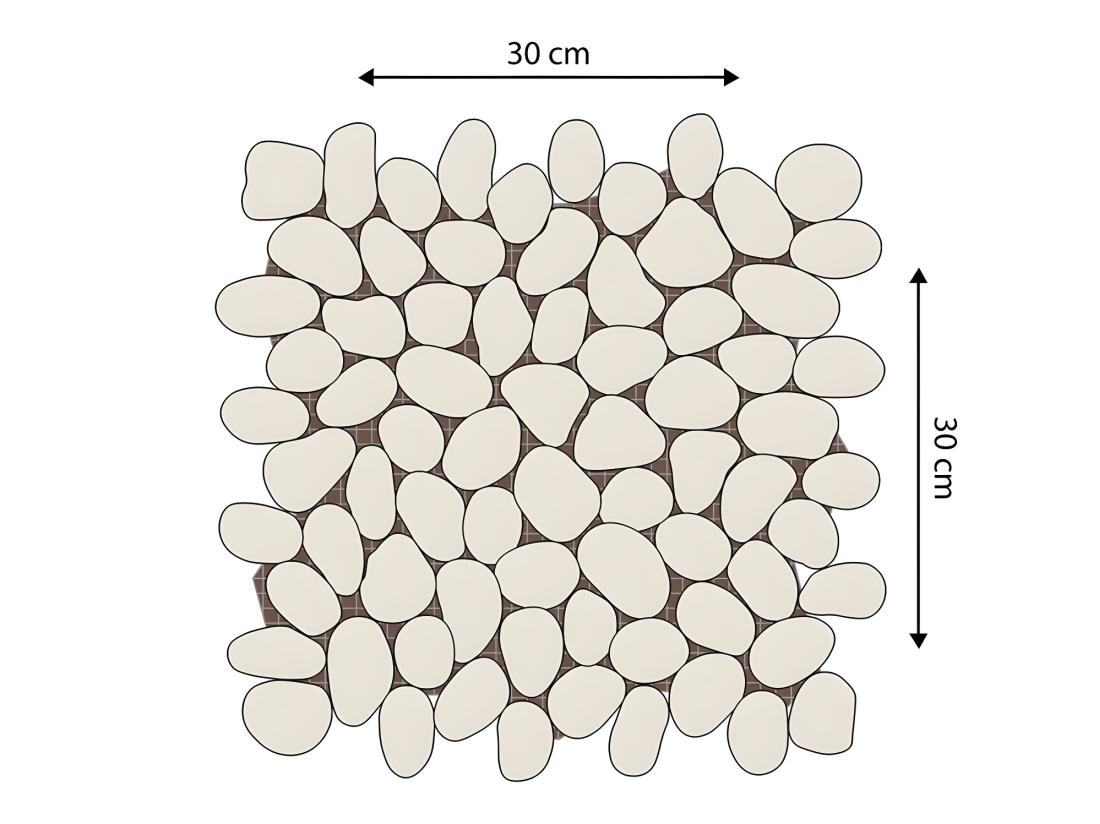 Vente Unique Mosaïque Sol Et Mur Galets Naturels Crème - Pack De 1m² (dalles De 30x30 Cm) - OLA