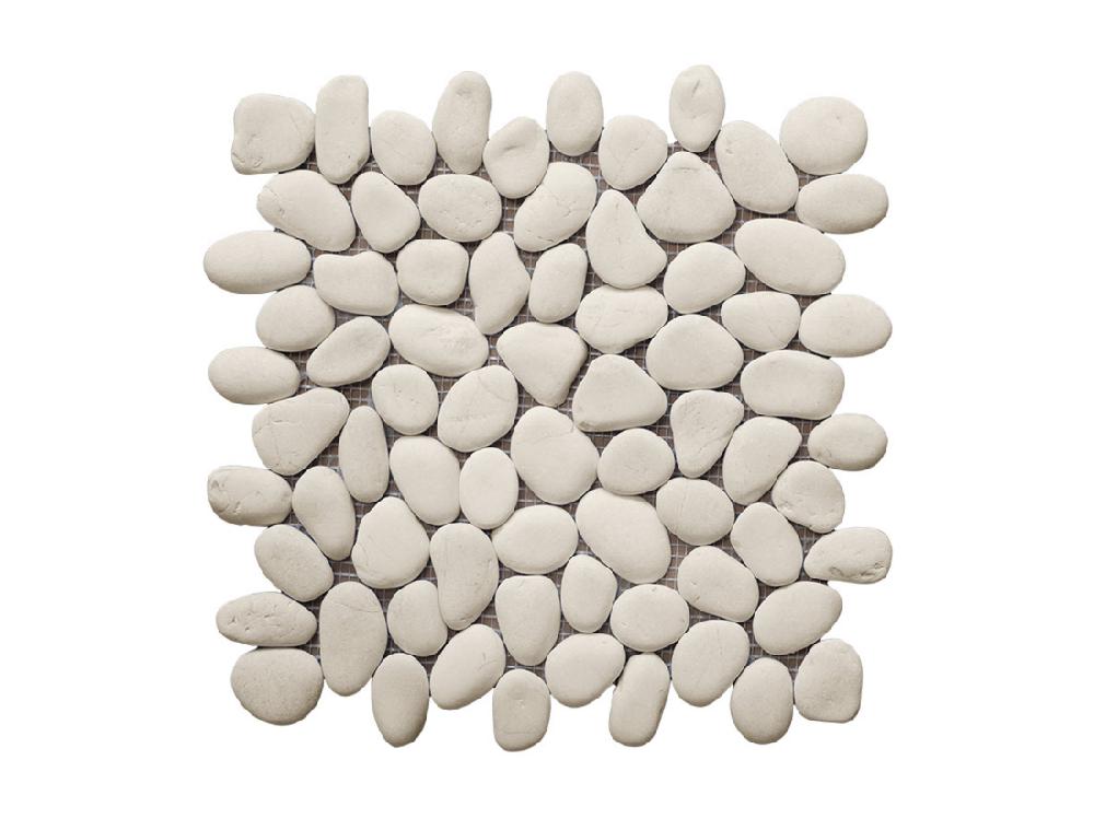 vente unique Mosaïque sol et mur galets naturels crème - pack de 1m² (dalles de 30x30 cm) - OLA