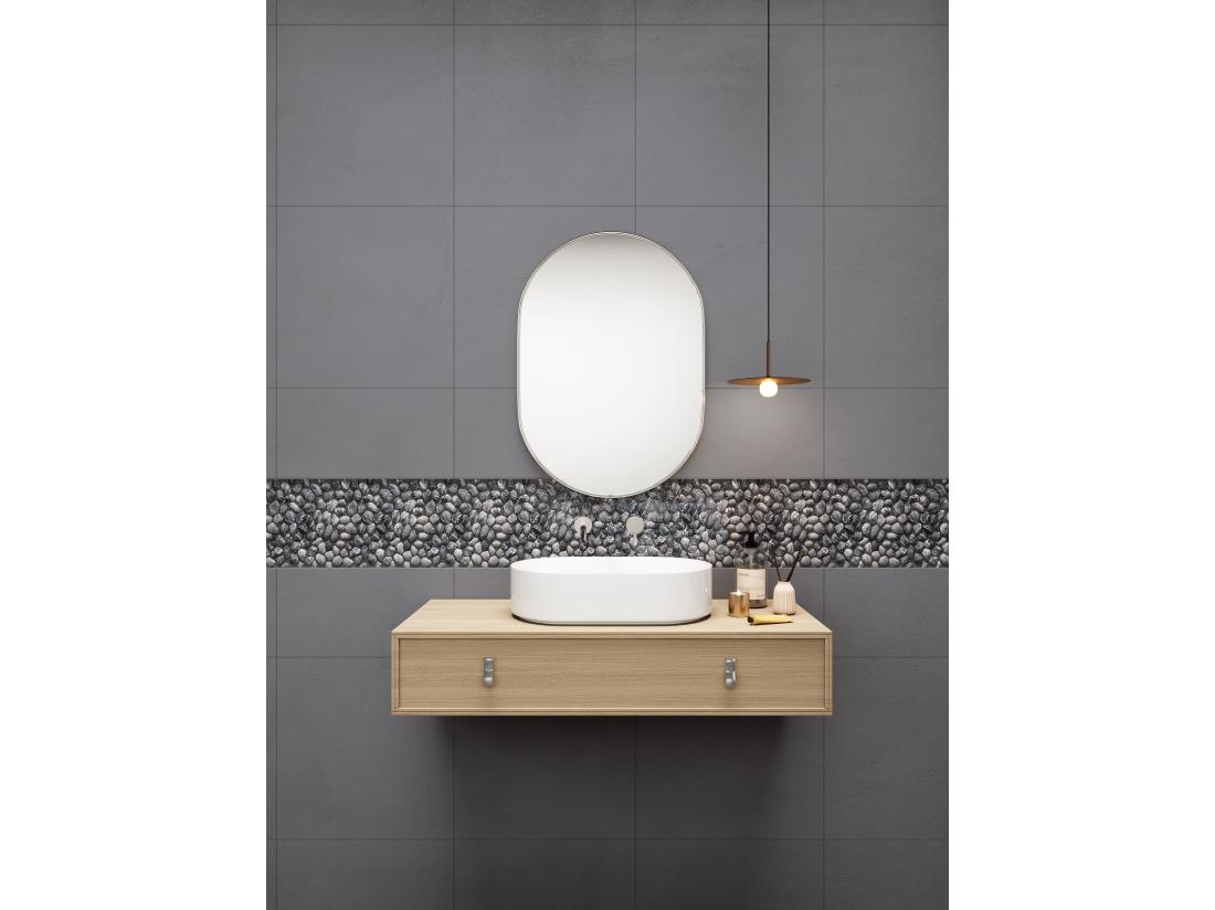 Vente Unique Mosaïque Sol Et Mur Galets Naturels Gris Anthracite - Pack De 1m² (dalles De 30x30 Cm) - OLA