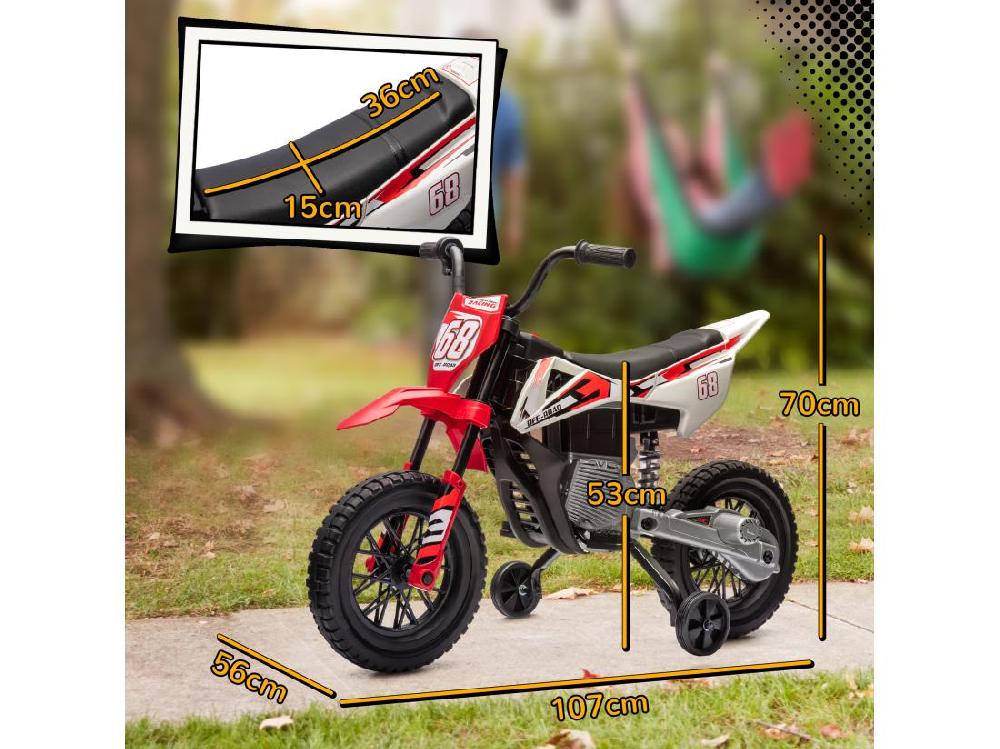 Vente Unique Moto Cross électrique Dirt Bike Enfant 12V 2 Moteurs 2 Vitesses 2 4-5 Km/h Musiques Rouge