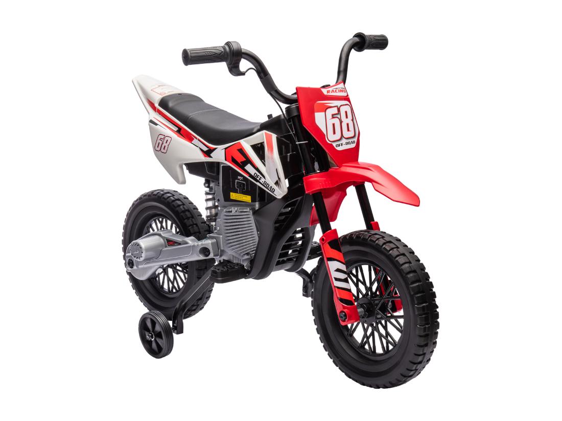 Vente Unique Moto Cross électrique Dirt Bike Enfant 12V 2 Moteurs 2 Vitesses 2 4-5 Km/h Musiques Rouge