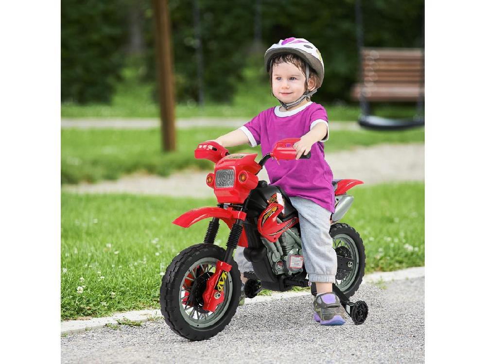 vente unique Moto cross électrique enfant 3 à 6 ans 6 V phares klaxon musiques 102 x 53 x 66 cm rouge et noir