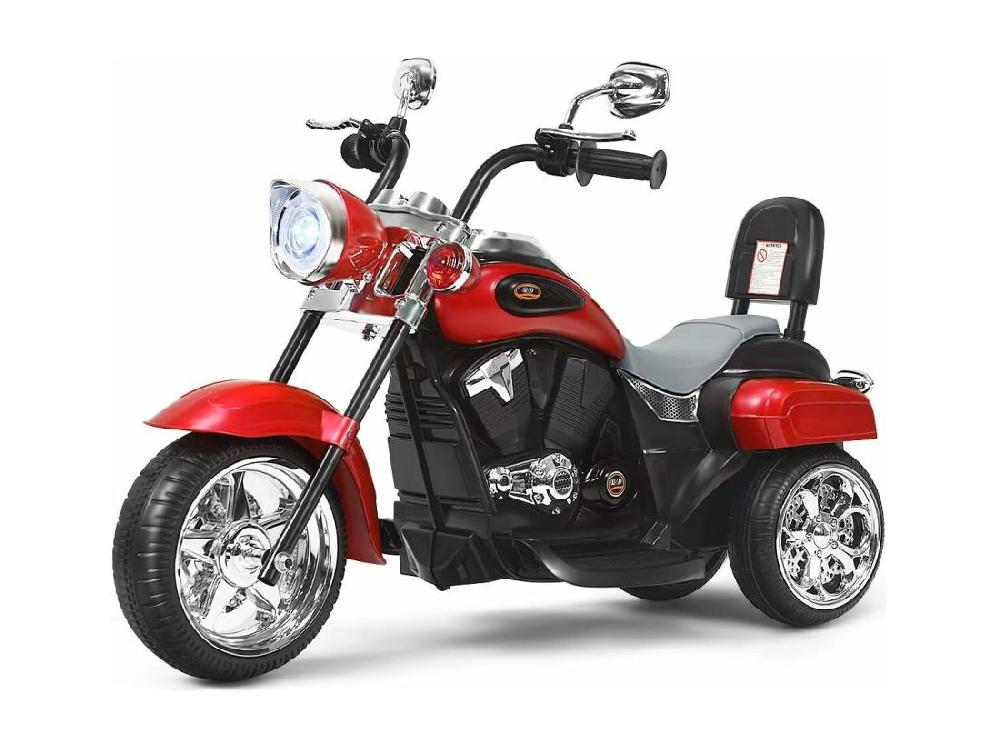 Vente Unique Moto Électrique 6V Pour Enfants Scooter Avec 3 Roues Effet Sonore Et Lumineux 3Km/h Max 3 Ans + Style De Chopper Rouge