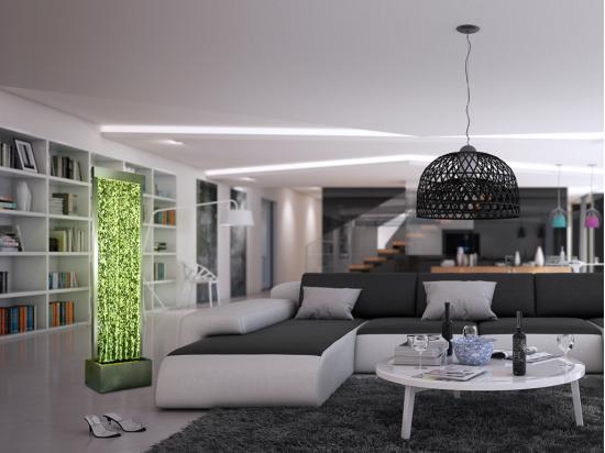 Vente Unique Mur De Bulles D'eau - LEDs à Couleurs Changeantes- H. 150 Cm - Gris - BLENNIE