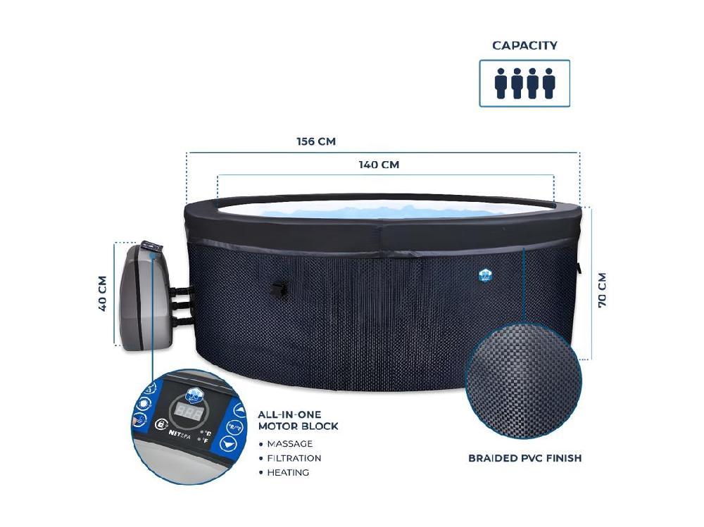 Vente Unique NETSPA - SP-VIP140MOB2 - NetSpa Vita 4 Places + Mobilier - SPA Semi Rigide - Rond