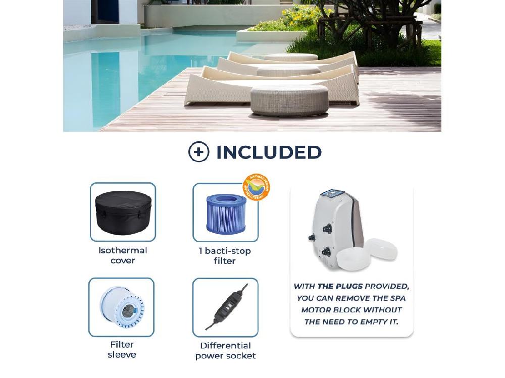 Vente Unique NETSPA - SP-VIP140MOB2 - NetSpa Vita 4 Places + Mobilier - SPA Semi Rigide - Rond