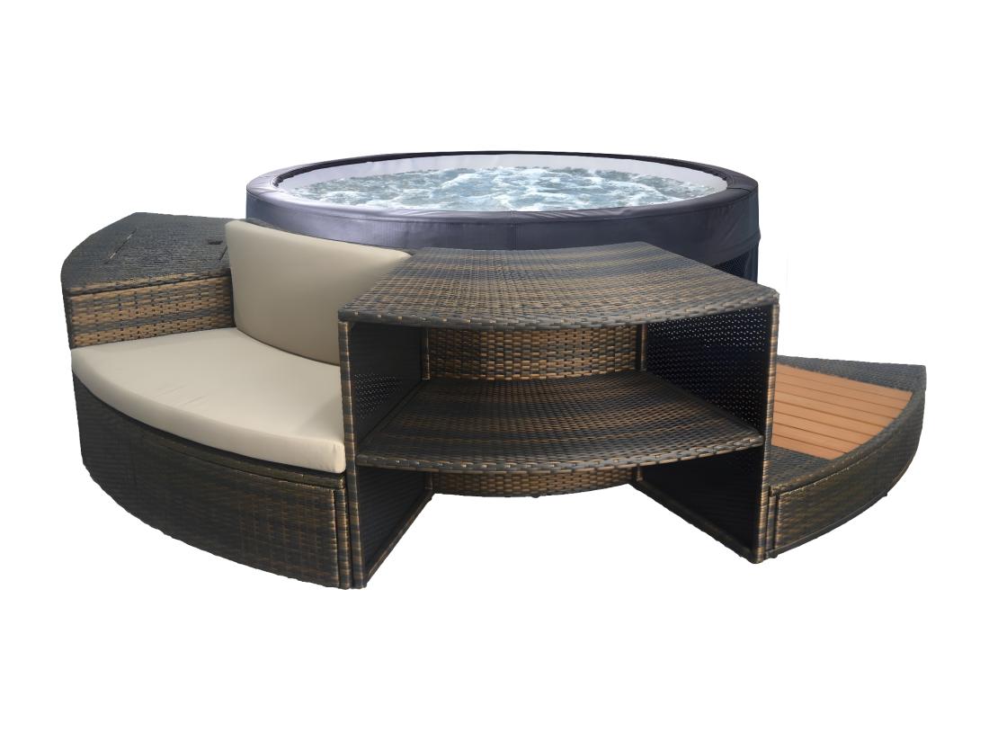 vente unique NETSPA - SP-VIP140MOB2 - NetSpa Vita 4 places + Mobilier - SPA Semi Rigide - Rond