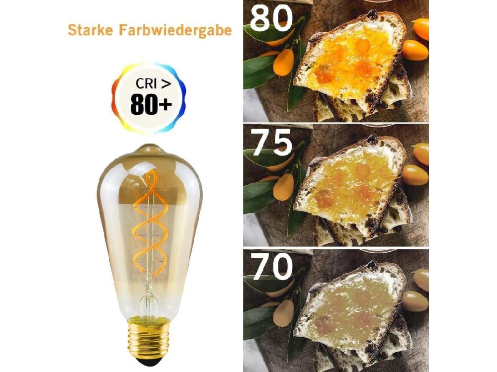 Vente Unique NETTLIFE 1 Ampoule Edison E27 LED Vintage Ampoules Décoratives Rétro 4W Lampes à Filament Spirale LED ST64 2200K