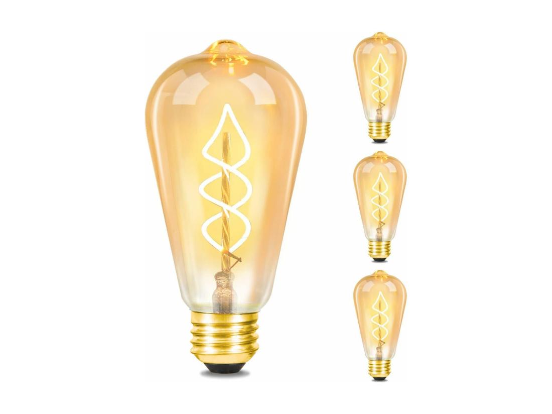 vente unique NETTLIFE 1 Ampoule Edison E27 LED vintage Ampoules décoratives rétro 4W Lampes à filament spirale LED ST64 2200K