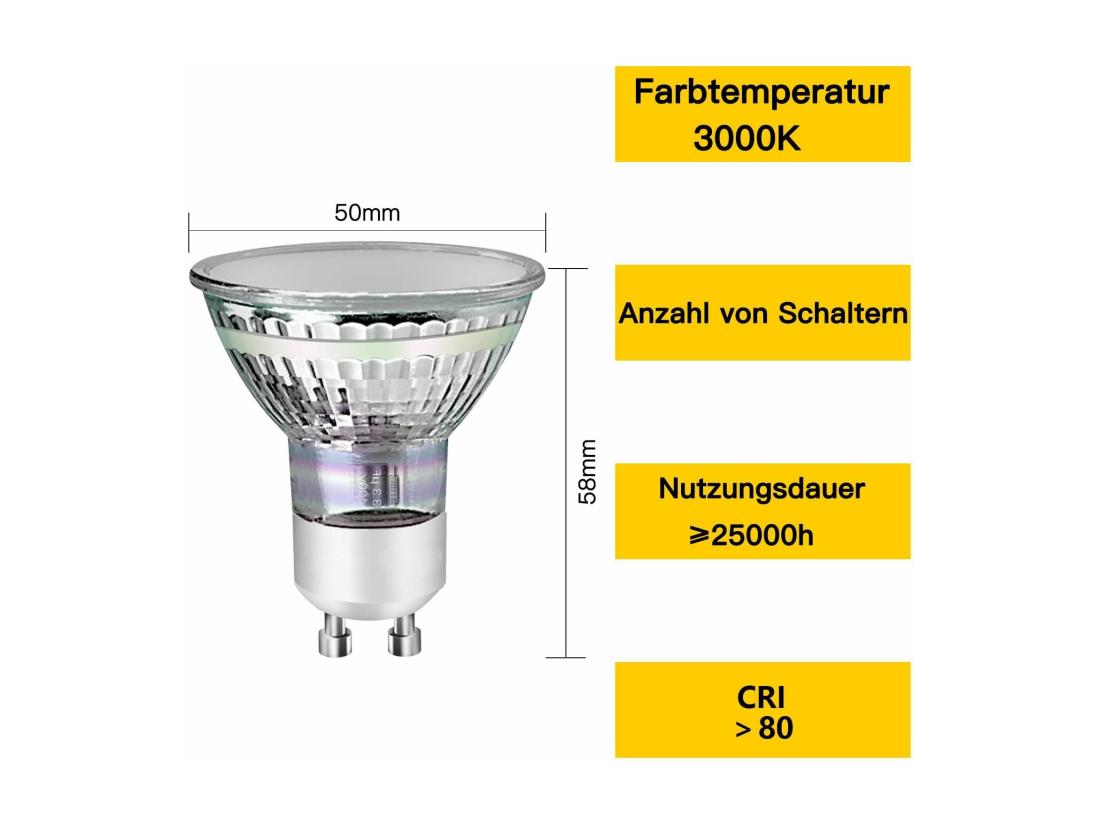 Vente Unique NETTLIFE Ampoule GU10 LED Blanc Chaud 3W 30W Lampe à économie D'énergie 3000K Angle De Faisceau 110°