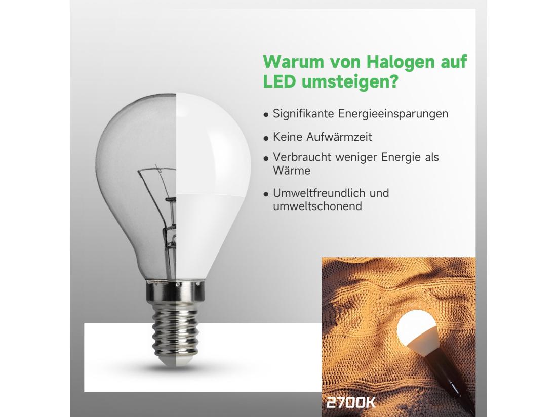 Vente Unique NETTLIFE Ampoule LED Ampoule LED 5W Angle De Faisceau De 240° Lampe à économie D'énergie Non Dimmable E14 6 Pièces