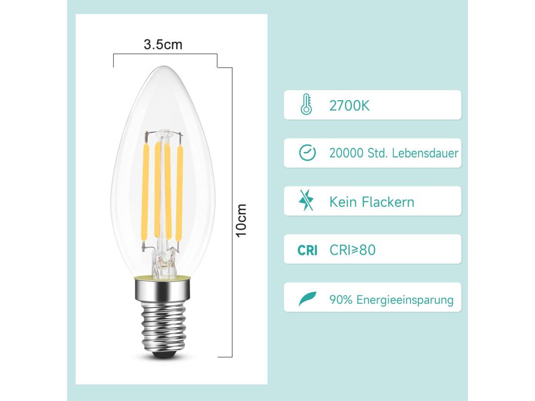Vente Unique NETTLIFE Ampoule LED E14 Lampe à économie D'énergie 12 Pièces 4W 2700K Ampoule Blanche Chaude
