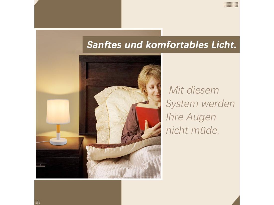 Vente Unique NETTLIFE Lampe De Chevet Set De 2 Lampes De Table Salon - En Bois E27 Douille Bedside Lamp Chambre à Coucher Blanc