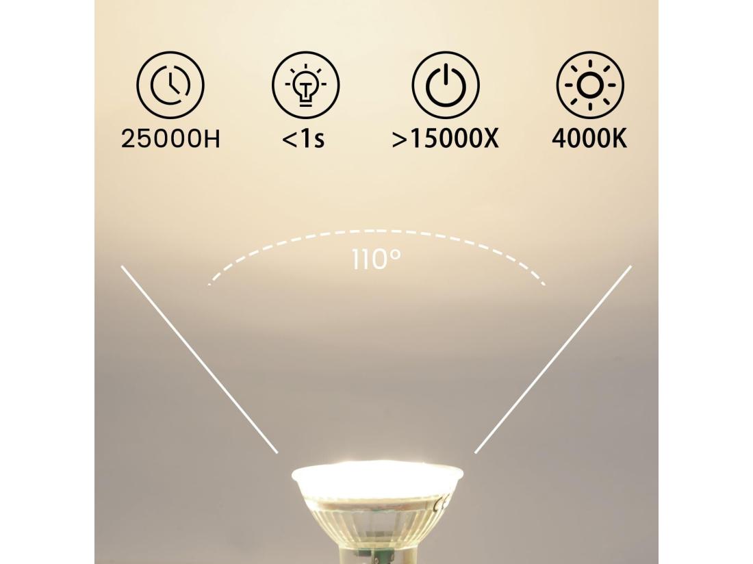 Vente Unique NETTLIFE Lot De 10 Ampoule LED GU10 Blanc Neutre 5W Remplace Une Ampoule 50W économie D'énergie 4000K Angle De Faisceau 110° Non Dimmable Réflecteur