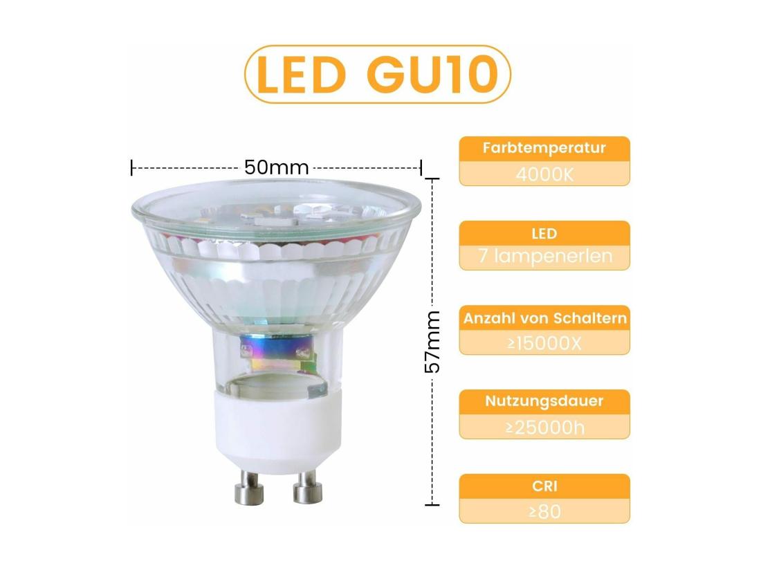 Vente Unique NETTLIFE Lot De 10 Ampoule LED GU10 Blanc Neutre 5W Remplace Une Ampoule 50W économie D'énergie 4000K Angle De Faisceau 110° Non Dimmable Réflecteur