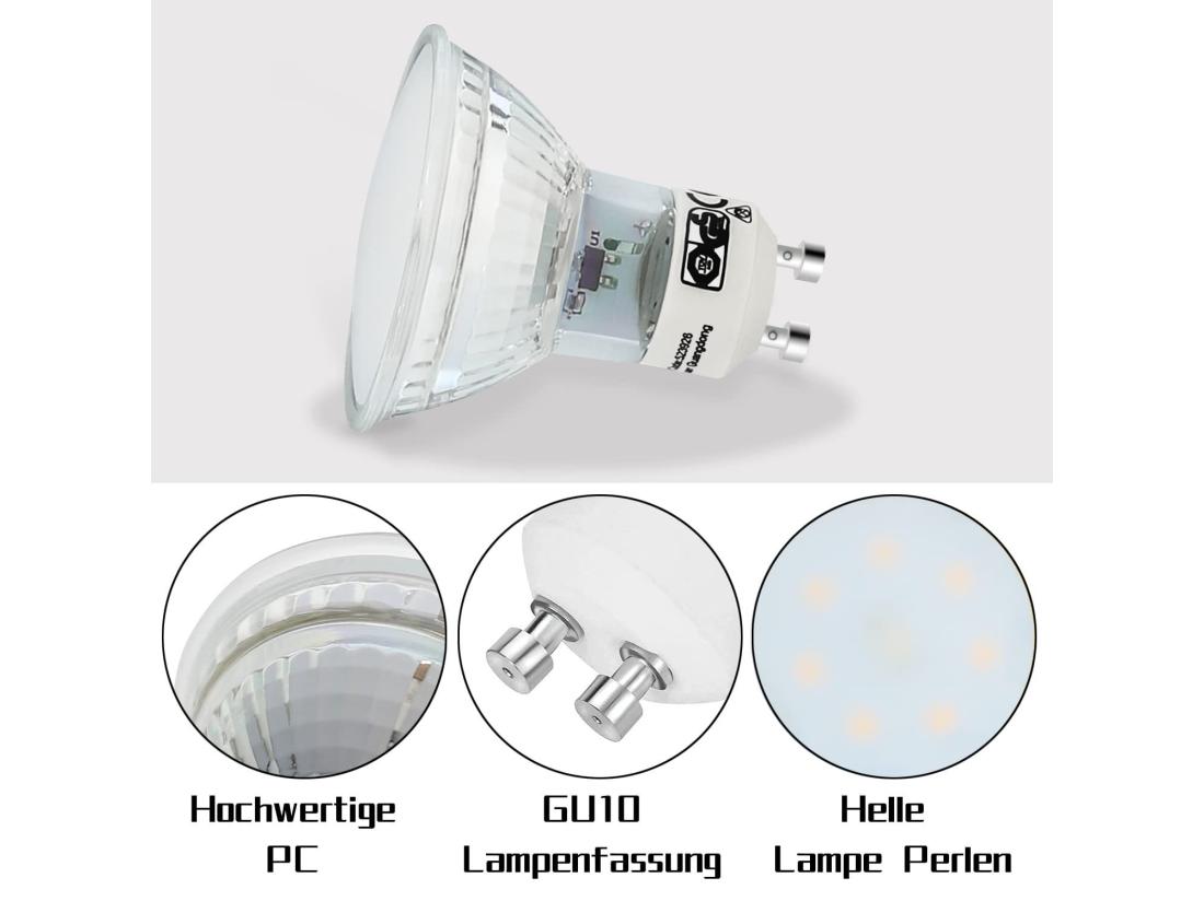 Vente Unique NETTLIFE Lot De 10 Ampoules LED GU10 Blanc Chaud 3W 240LM PAR16 Spot Encastrable Angle De Faisceau 120° 3000K Pour Cuisine Plafond Mur Salon