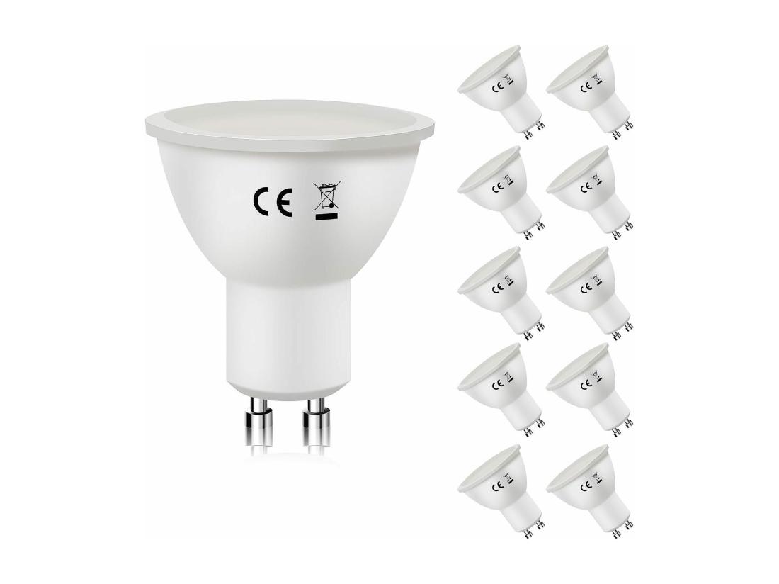 Vente Unique NETTLIFE Lot De 10 Lampes LED GU10 Blanc Chaud 3000K 6W Remplace Les Ampoules à Incandescence 60W économie D'énergie Angle De Faisceau 110° Ampoule