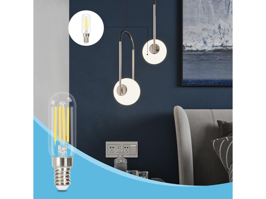 Vente Unique NETTLIFE Lot De 2 Ampoules LED E14 Blanc Froid Vintage T25 4W 6000K à économie D'énergie Style Edison Avec Filament Pour Hotte Aspirante En Verre