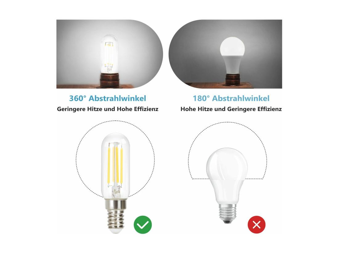 vente unique NETTLIFE Lot de 2 ampoules LED E14 blanc froid vintage T25 4W 6000K à économie d'énergie style Edison avec filament pour hotte aspirante en verre