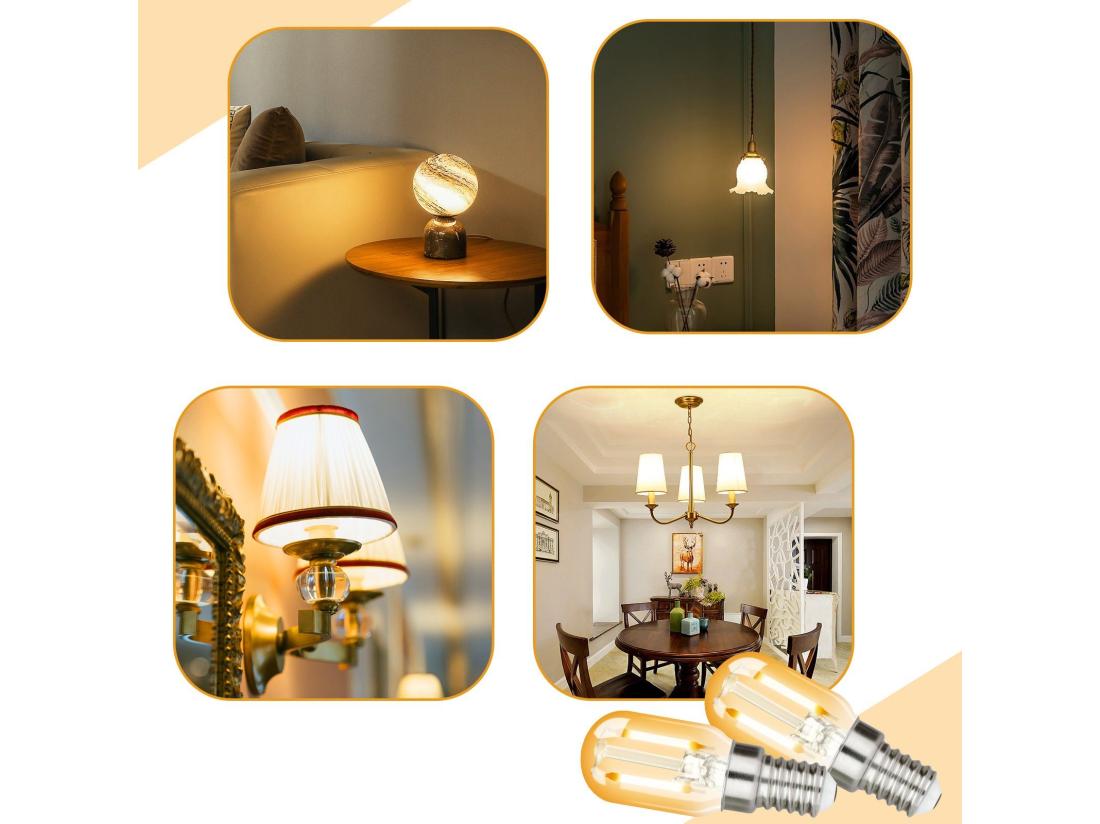Vente Unique NETTLIFE Lot De 2 Ampoules LED E14 T22 Vintage 2 W Rétro 2700 K Blanc Chaud Lampe à économie D'énergie Douille E14 Non Variable