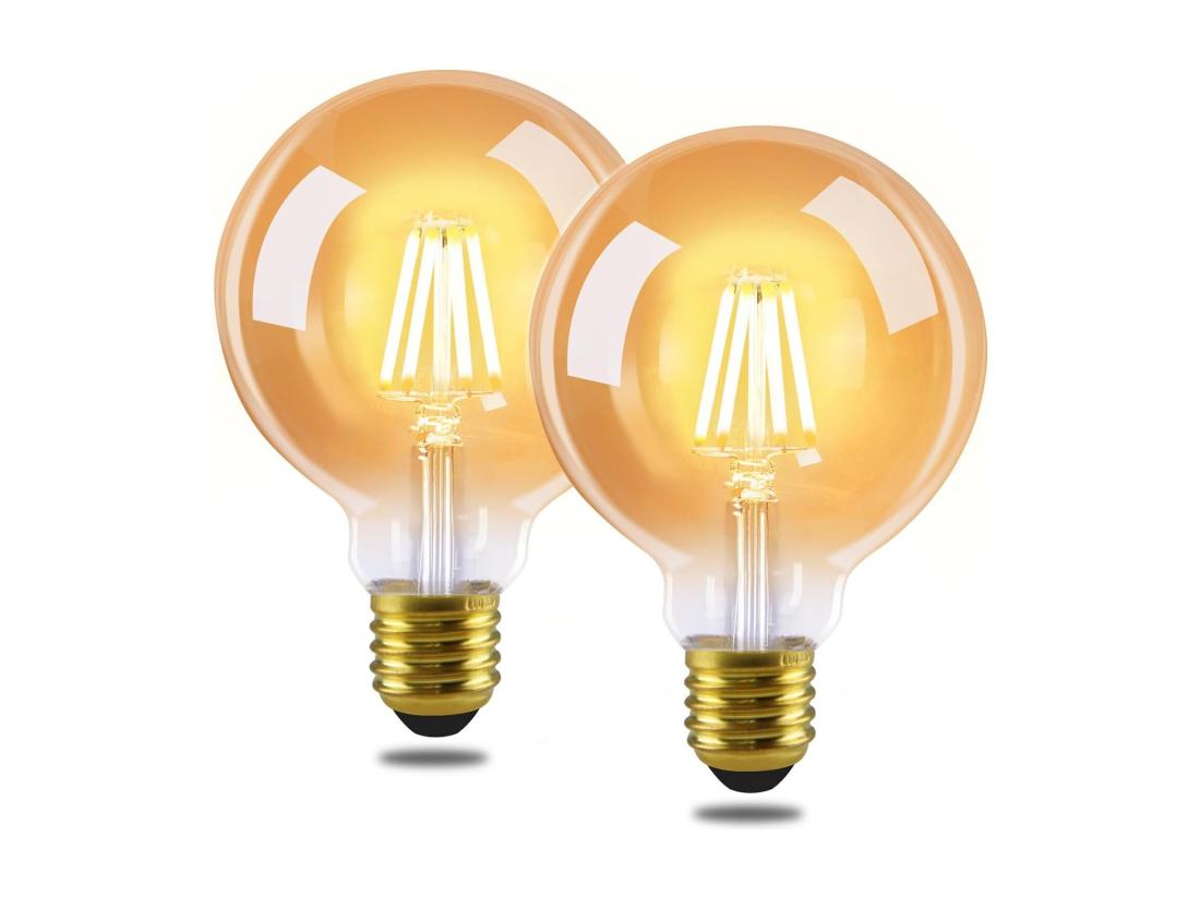 Vente Unique NETTLIFE Lot De 2 Ampoules LED E27 Vintage Ampoules Rétro G80 Edison à Filament Blanc Chaud 2700K 4W économie D'énergie En Verre Ampoules Décoratives