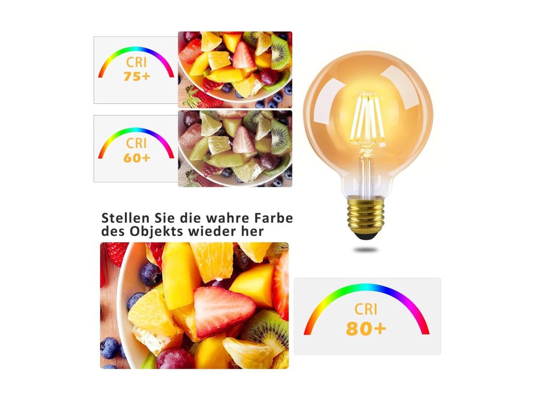 vente unique NETTLIFE Lot de 2 ampoules LED E27 vintage ampoules rétro G80 Edison à filament blanc chaud 2700K 4W économie d'énergie en verre ampoules décoratives