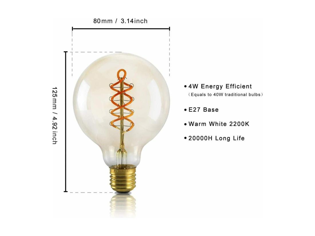 Vente Unique NETTLIFE Lot De 3 Ampoules LED E27 Vintage Ampoule Rétro Edison G80 4W Lampes Globe Décoratives à Filament Blanc Chaud 2200K Idéales Pour La Nostalgie