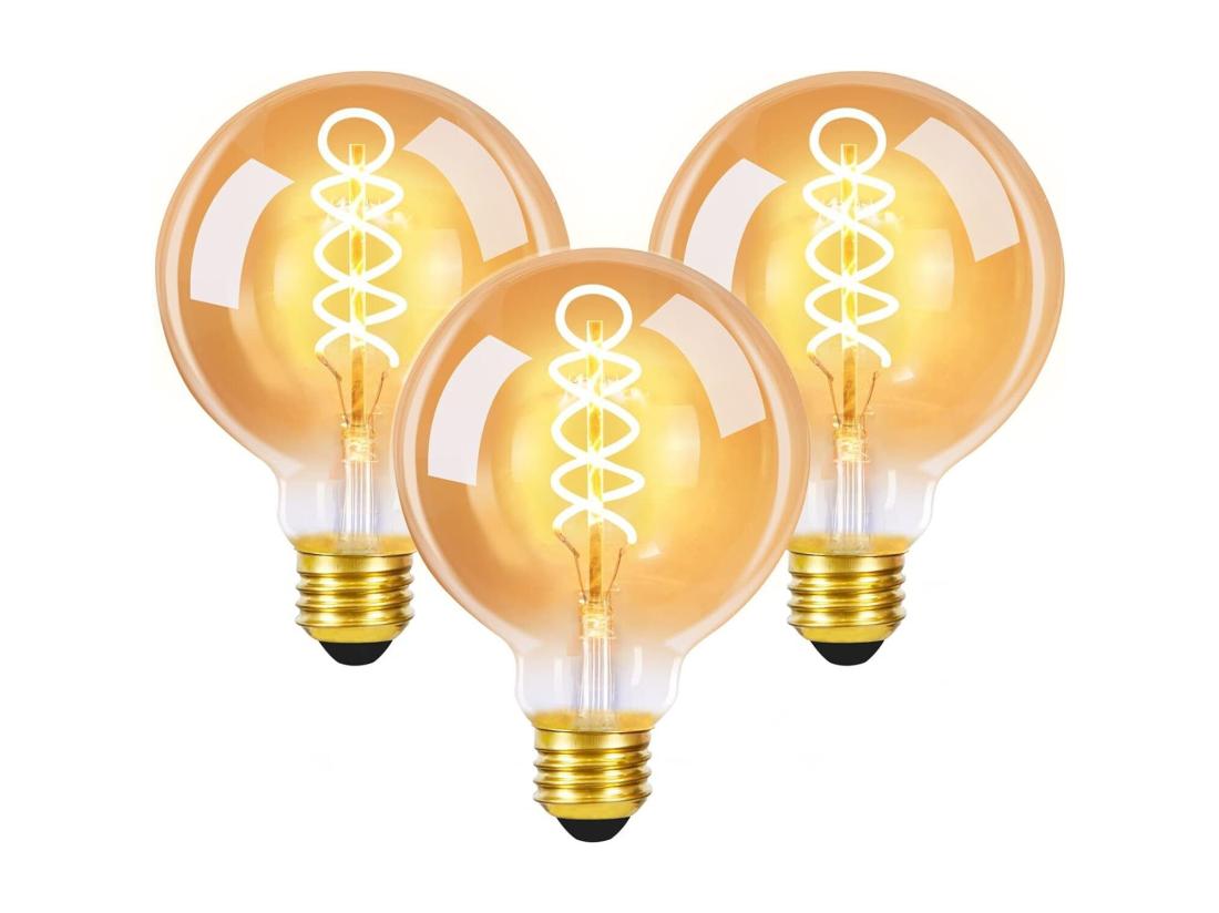 vente unique NETTLIFE Lot de 3 ampoules LED E27 vintage ampoule rétro Edison G80 4W lampes globe décoratives à filament blanc chaud 2200K idéales pour la nostalgie