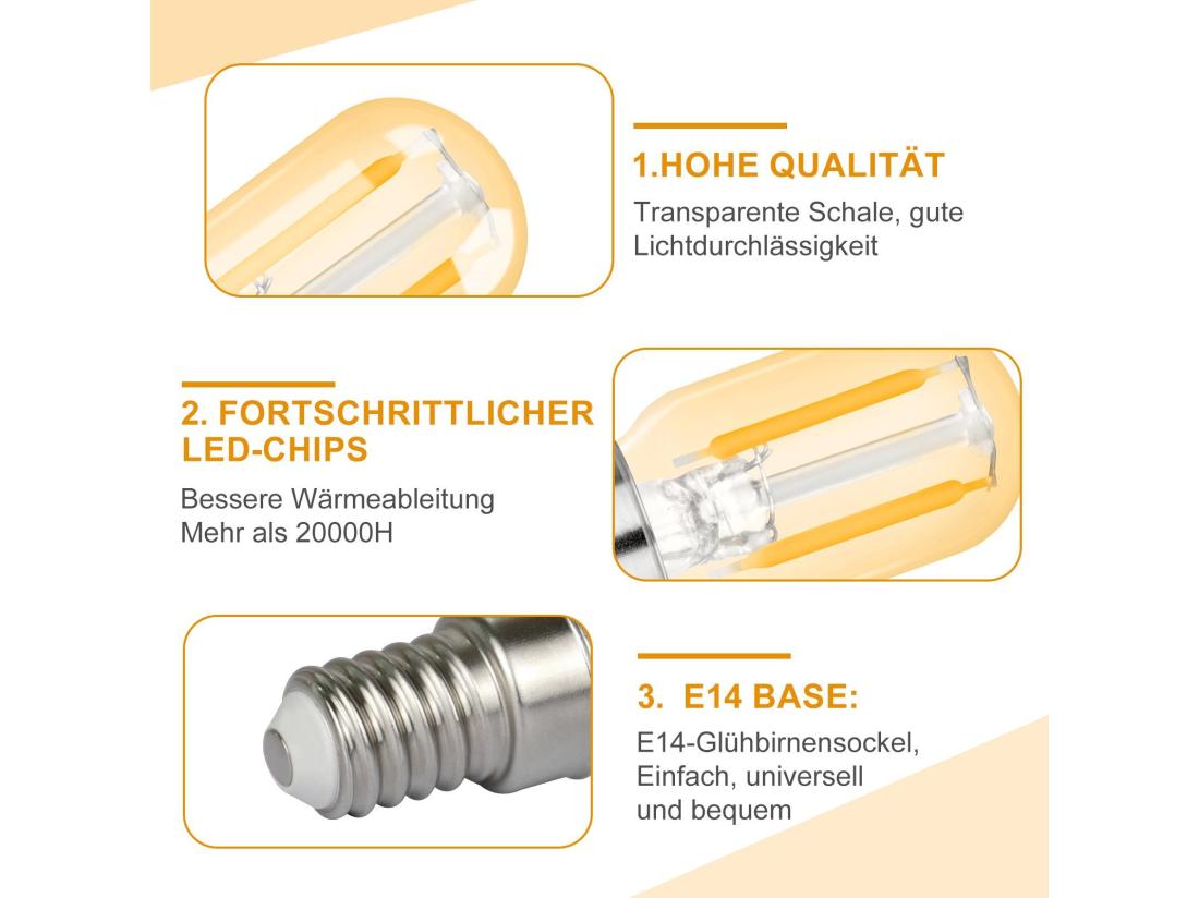 Vente Unique NETTLIFE Lot De 4 Ampoules LED E14 Blanc Chaud Lampes Vintage T22 2 W Rétro Edison à Douille 2700 K économie D'énergie Lampe De Non Variable