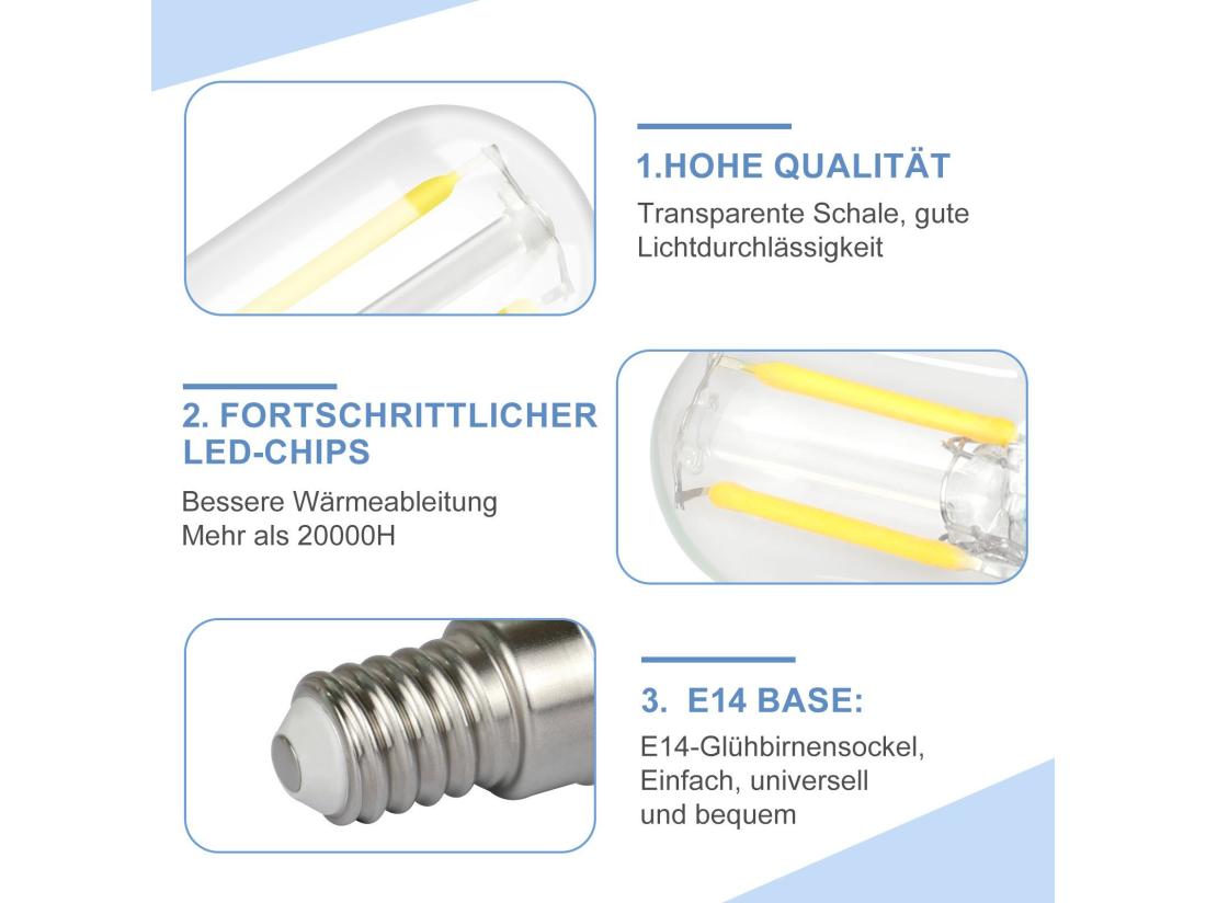 Vente Unique NETTLIFE Lot De 4 Ampoules LED E14 Blanc Chaud : Lampes Vintage T22 2W Rétro Edison à Douille 2700K économie D'énergie