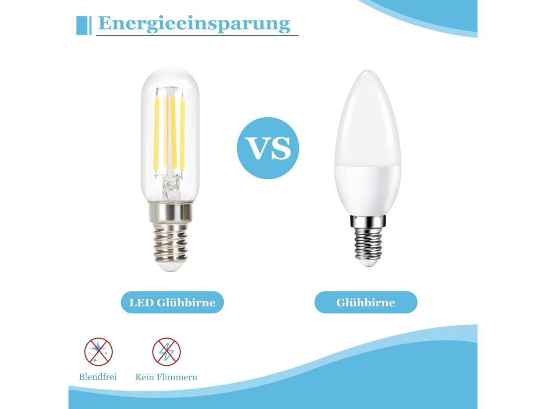 Vente Unique NETTLIFE Lot De 4 Ampoules LED E14 Blanc Froid Vintage : Ampoules T25 4 W 6000 K à économie D'énergie Style Edison Avec Filament Pour Hotte Aspirante