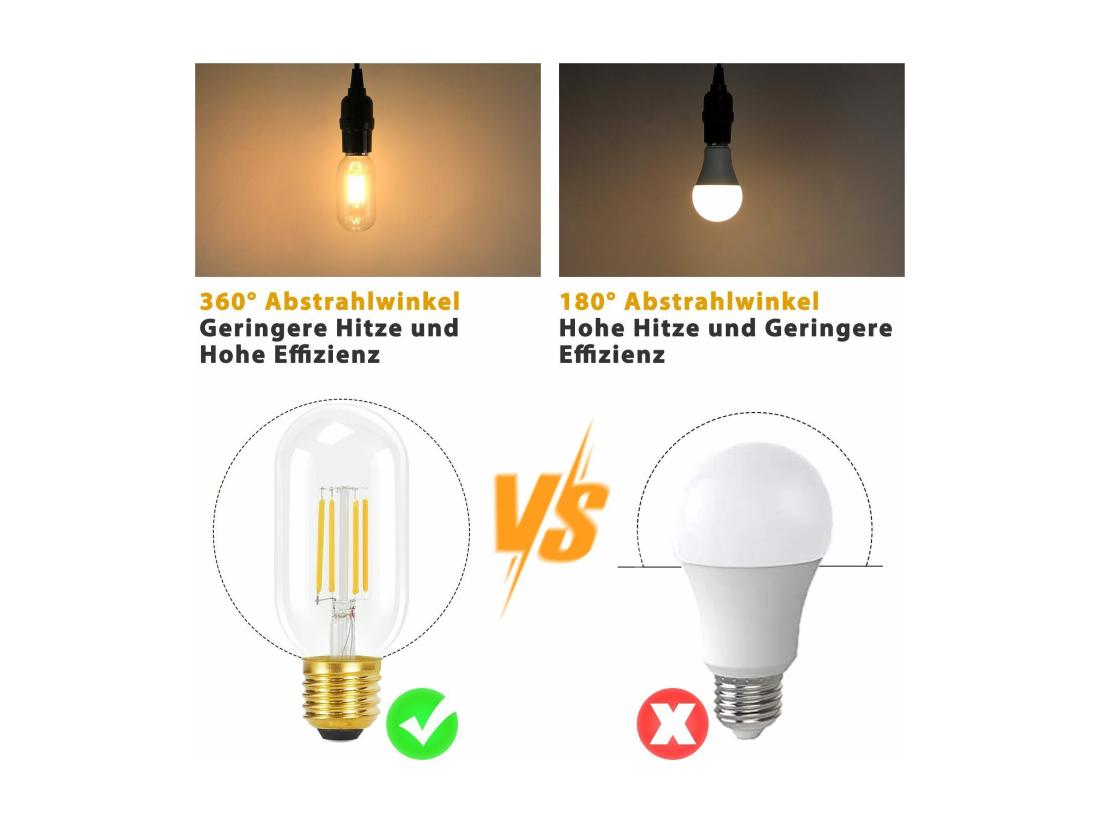 Vente Unique NETTLIFE Lot De 4 Ampoules LED E27 Blanc Chaud Vintage Ampoules LED T45 4W 2700K Lampe à économie D'énergie Style Rétro Edison Verre à Filament