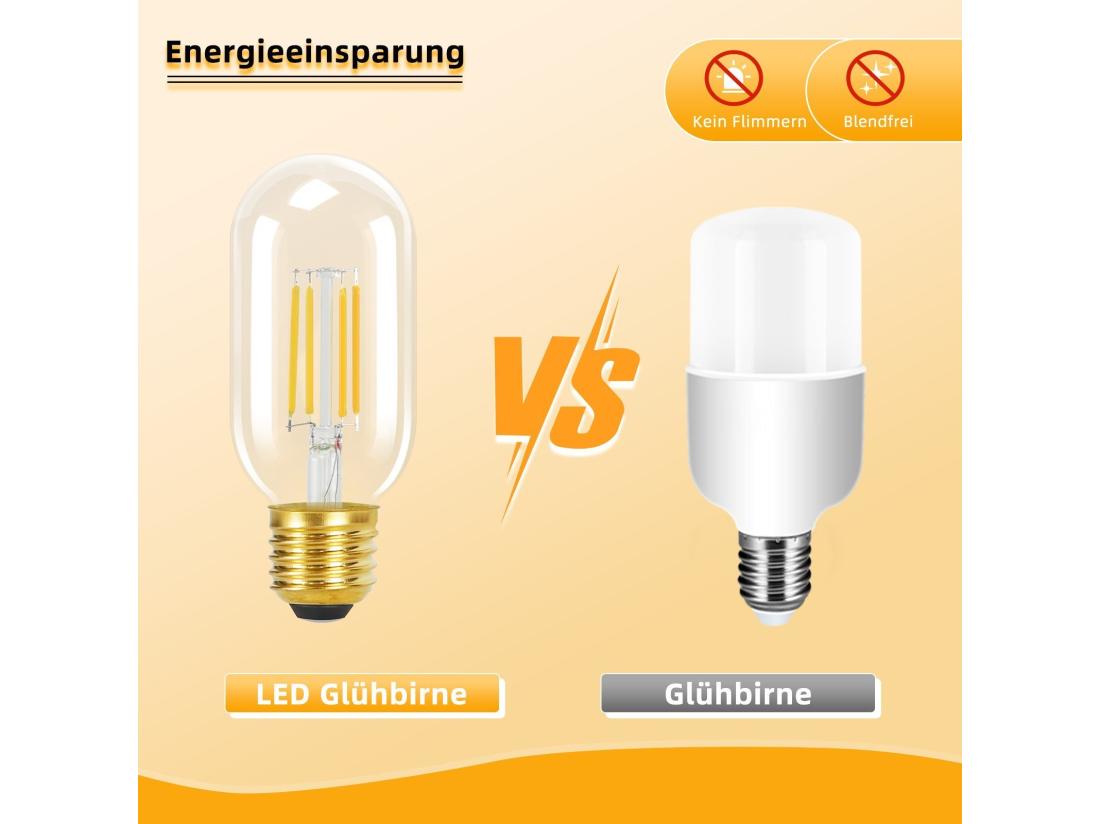 Vente Unique NETTLIFE Lot De 4 Ampoules LED E27 Blanc Chaud Vintage Ampoules LED T45 4W 2700K Lampe à économie D'énergie Style Rétro Edison Verre à Filament