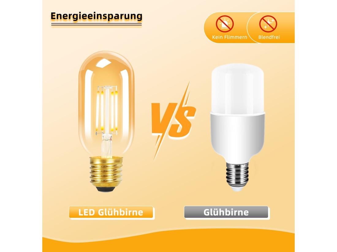 Vente Unique NETTLIFE Lot De 4 Ampoules LED E27 Blanc Chaud Vintage T45 4W 2700K Style Edison économie D'énergie Ampoules En Verre