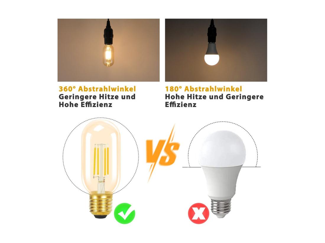 vente unique NETTLIFE Lot de 4 ampoules LED E27 blanc chaud vintage T45 4W 2700K style Edison économie d'énergie ampoules en verre