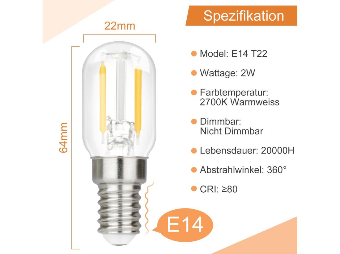 Vente Unique NETTLIFE Lot De 4 Lampes LED E14 Blanc Chaud Lampes Vintage T22 Rétro Edison 2 W 2700 K Adaptées Aux Supports De Lampe
